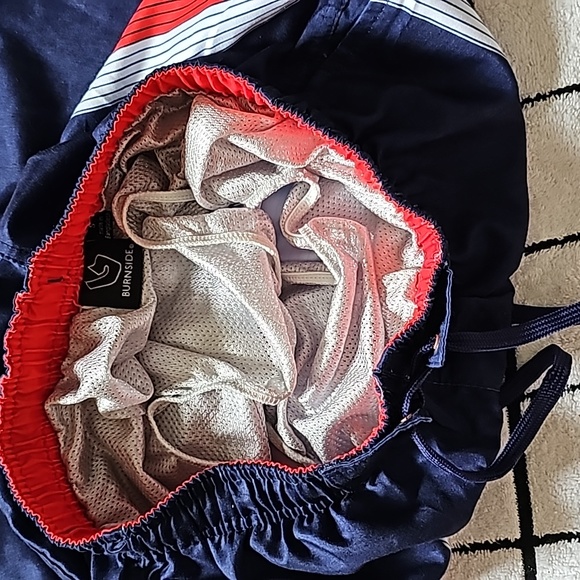 STUNNING BURNSIDE NAVY SWIM TRUNKS - Picture 6 of 10